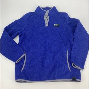 LL BEAN Womens Violet Blue Fleece Snap T Pullover Sweater Sweatshirt SP